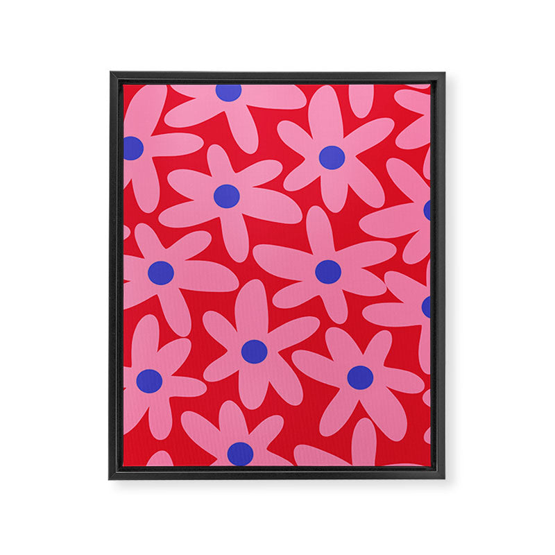 Daisy Time Floral Pattern Magenta Fuchsia Pink Blue Framed Canvas Print Gallery Image 8