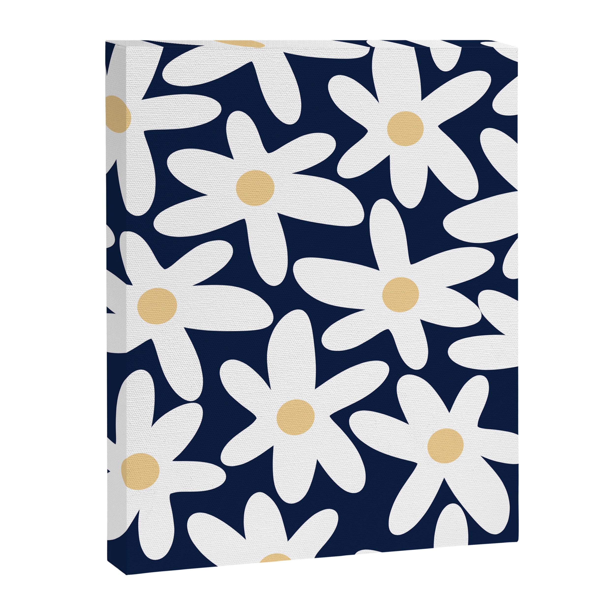 Daisy Time Floral Pattern Navy Blue White Yellow-Beige  Canvas Print Gallery Image 8