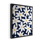Daisy Time Floral Pattern Navy Blue White Yellow-Beige  Framed Canvas Print Gallery Image 2
