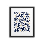 Daisy Time Floral Pattern Navy Blue White Yellow-Beige  Framed Art Print Gallery Image 6
