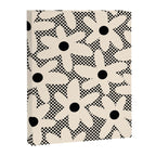 Daisy Time Retro Floral Checks and Dots Pattern in Black and Almond Cream Canvas Print Gallery Image 8