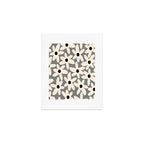 Daisy Time Retro Floral Checks and Dots Pattern in Black and Almond Cream Art Print Gallery Image 1