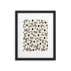 Daisy Time Retro Floral Checks and Dots Pattern in Black and Almond Cream Framed Art Print Gallery Image 4