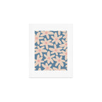 Daisy Time Retro Floral Pattern in Medium Blue and Pale Blush Art Print Gallery Image 1