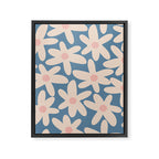 Daisy Time Retro Floral Pattern in Medium Blue and Pale Blush Framed Canvas Print Gallery Image 8