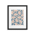 Daisy Time Retro Floral Pattern in Medium Blue and Pale Blush Framed Art Print Gallery Image 6
