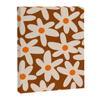 Daisy Time Retro Floral Pattern Brown Orange Beige Canvas Print Gallery Image 8