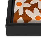 Daisy Time Retro Floral Pattern Brown Orange Beige Framed Canvas Print Gallery Image 3