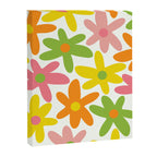 Daisy Time Retro Floral Pattern Green Pink Orange Yellow Canvas Print Gallery Image 8