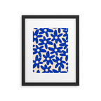 Daisy Time Retro Floral Pattern in Bright Blue and Cream Framed Art Print Gallery Image 6