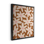 Daisy Time Retro Floral Pattern in Chocolate Brown and Blush Framed Canvas Print Gallery Image 2