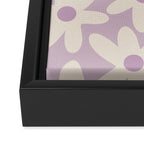 Daisy Time Retro Floral Pattern in Lavender Cream Framed Canvas Print Gallery Image 3