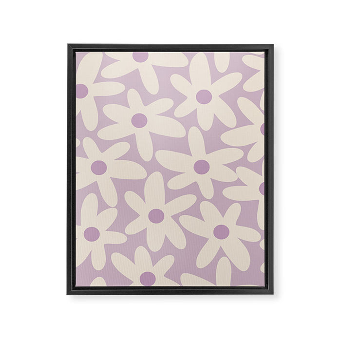 Daisy Time Retro Floral Pattern in Lavender Cream Framed Canvas Print Gallery Image 1