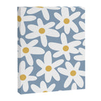 Daisy Time Retro Floral Pattern in Light Blue, White, and Mustard Canvas Print Gallery Image 8