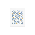 Daisy Time Retro Floral Pattern in Light Blue, White, and Mustard Art Print Gallery Image 1