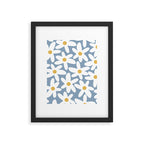 Daisy Time Retro Floral Pattern in Light Blue, White, and Mustard Framed Art Print Gallery Image 6