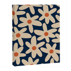 Daisy Time Retro Floral Pattern in Midcentury Blue Orange Beige Canvas Print Gallery Image 8