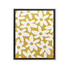 Daisy Time Retro Floral Pattern in Mustard and White Framed Canvas Print Gallery Image 8