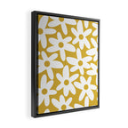 Daisy Time Retro Floral Pattern in Mustard and White Framed Canvas Print Gallery Image 2
