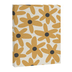 Daisy Time Retro Floral Pattern in Muted Mustard Gold, Charcoal Grey, and Cream Canvas Print Gallery Image 8