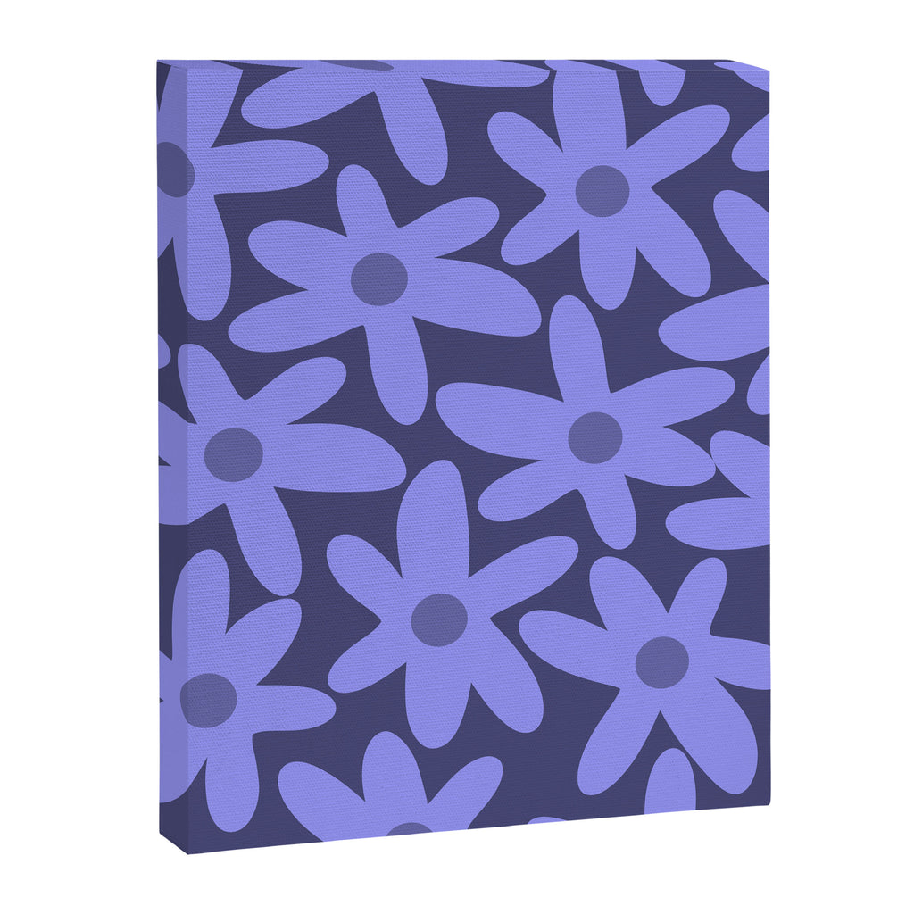 Daisy Time Retro Floral Pattern in Periwinkle Purple Canvas Print Gallery Image 8