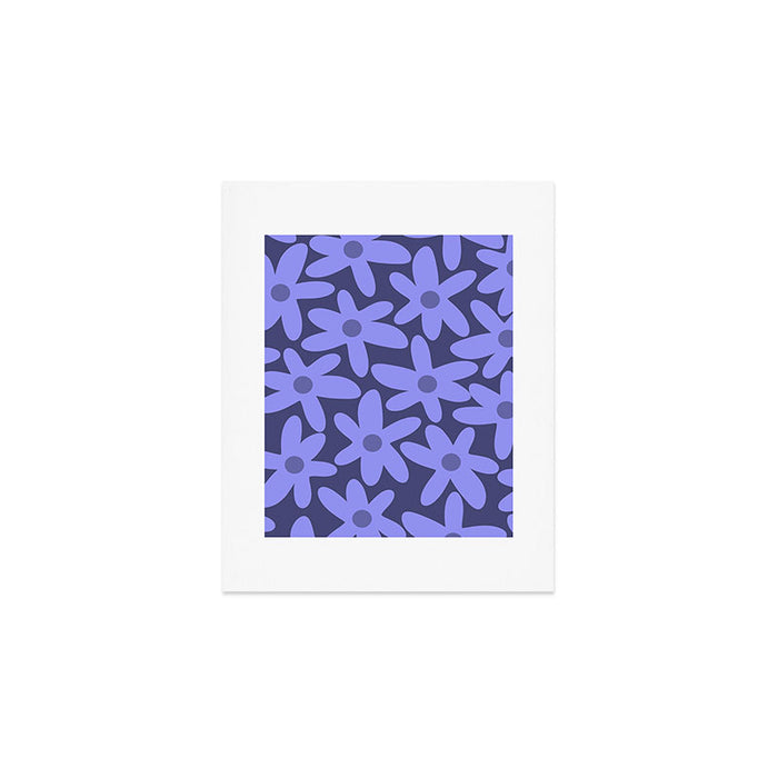 Daisy Time Retro Floral Pattern in Periwinkle Purple Art Print Gallery Image 1