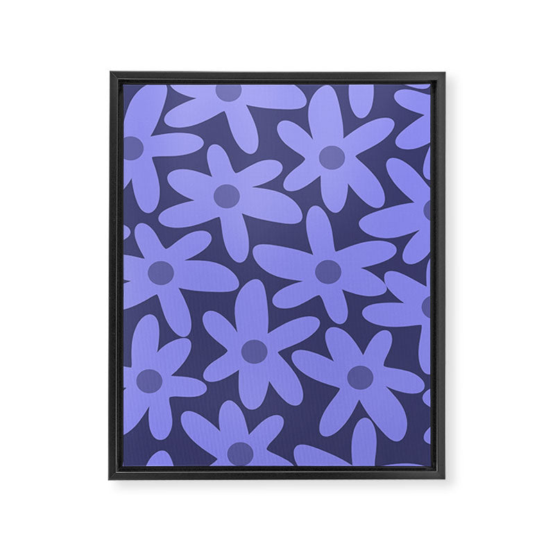 Daisy Time Retro Floral Pattern in Periwinkle Purple Framed Canvas Print Gallery Image 8