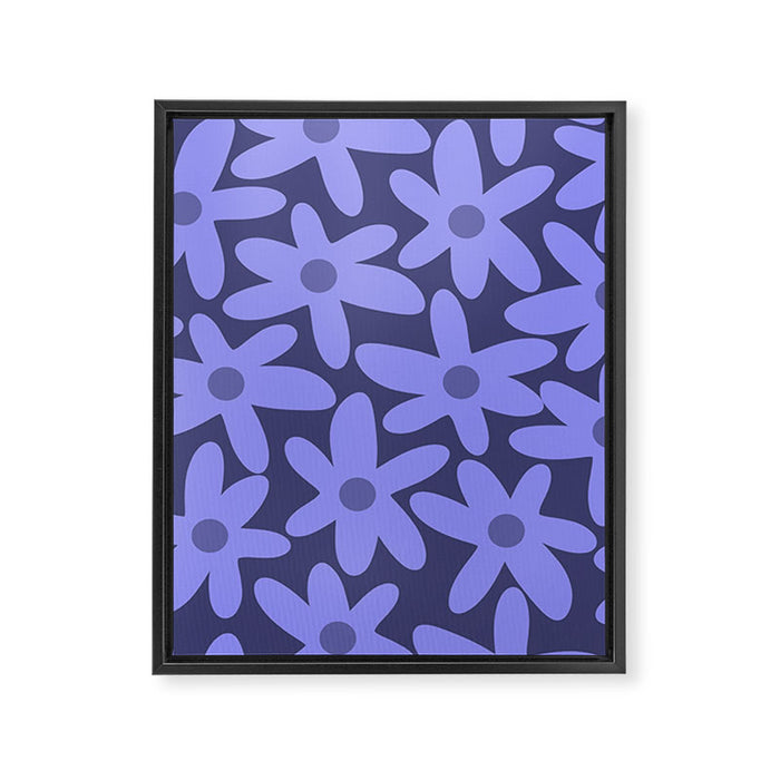 Daisy Time Retro Floral Pattern in Periwinkle Purple Framed Canvas Print Gallery Image 1