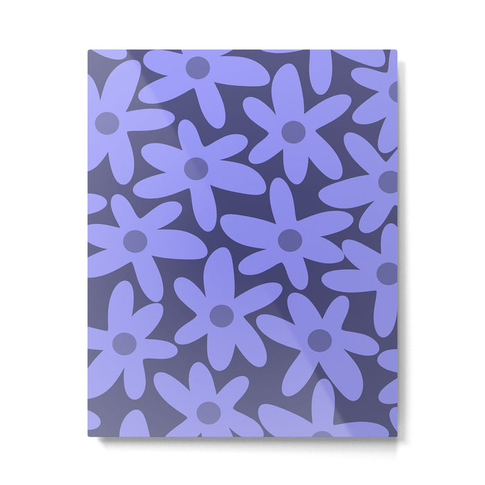 Daisy Time Retro Floral Pattern in Periwinkle Purple Metal Print Gallery Image 1