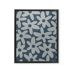 Daisy Time Retro Floral Pattern Neutral Blue Gray  Framed Canvas Print Gallery Image 8