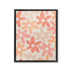 Daisy Time Retro Floral Pattern Peach Pink Framed Canvas Print Gallery Image 8