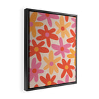 Daisy Time Retro Floral Pattern Pink Orange Framed Canvas Print Gallery Image 2