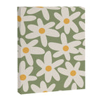 Daisy Time Retro Floral Pattern Sage Green Beige Mustard Canvas Print Gallery Image 8