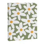 Daisy Time Retro Floral Pattern Sage Green White Mustard Canvas Print Gallery Image 8