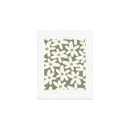 Daisy Time Retro Floral Pattern Sage Green White Mustard Art Print Gallery Image 1