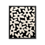 Daisy Time Retro Scandinavian Floral Pattern Black Almond Cream Framed Canvas Print Gallery Image 8