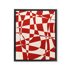 Deconstructed Harlequin Midcentury Modern Abstract Pattern in Retro Red and Almond Cream Framed Canvas Print Gallery Image 6