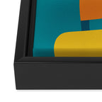 Deconstructed Quilt Modern Minimalist Pattern in Teal, Green, Orange, and Mustard Framed Canvas Print Gallery Image 3