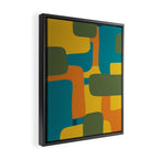 Deconstructed Quilt Modern Minimalist Pattern in Teal, Green, Orange, and Mustard Framed Canvas Print Gallery Image 2