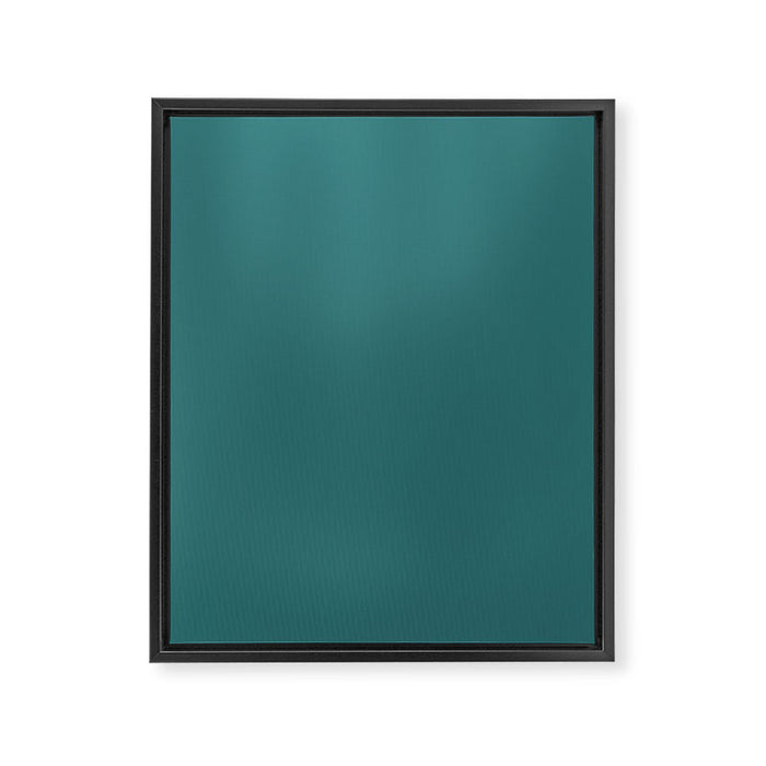 Deep Teal Blue Green Solid Color Framed Canvas Print Gallery Image 1