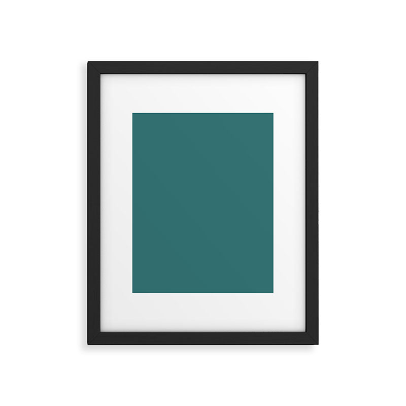 Deep Teal Blue Green Solid Color Framed Art Print Gallery Image 6
