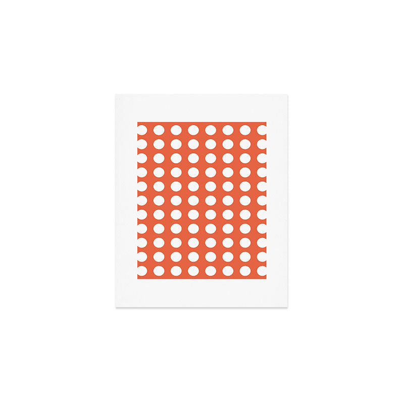 Dot Grid Minimalist Pattern in White and Burnt Orange Art Print Gallery Image 1