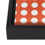 Dot Grid Minimalist Pattern in White and Burnt Orange Framed Canvas Print Gallery Image 3