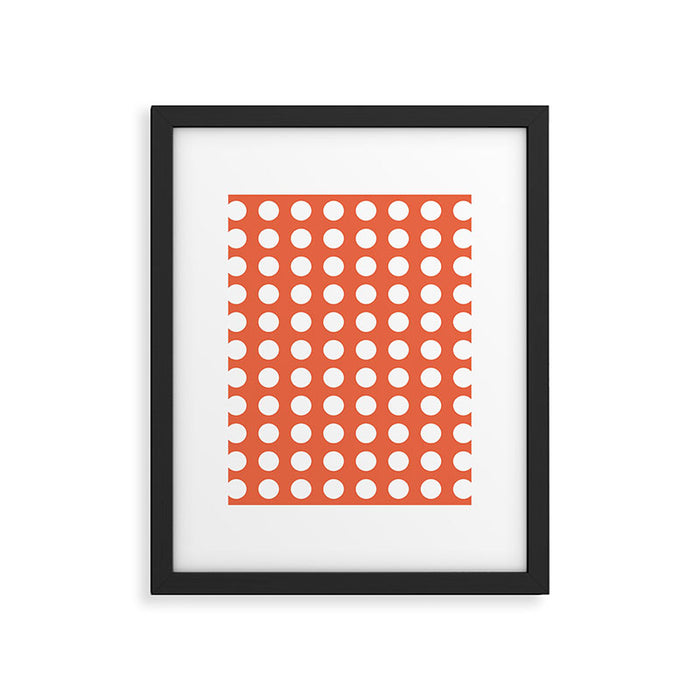 Dot Grid Minimalist Pattern in White and Burnt Orange Framed Art Print Gallery Image 1