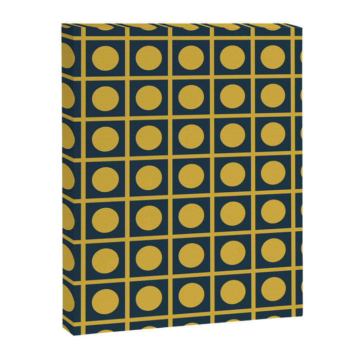 Dot Grid Retro Modern Pop Pattern in Mustard and Navy Blue Canvas Print Gallery Image 1