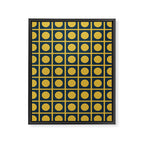 Dot Grid Retro Modern Pop Pattern in Mustard and Navy Blue Framed Canvas Print Gallery Image 8