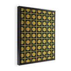 Dot Grid Retro Modern Pop Pattern in Mustard and Navy Blue Framed Canvas Print Gallery Image 2