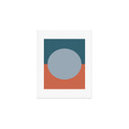 Dotted Half Half Minimalist Geometric in Blue and Clay Art Print Gallery Image 1