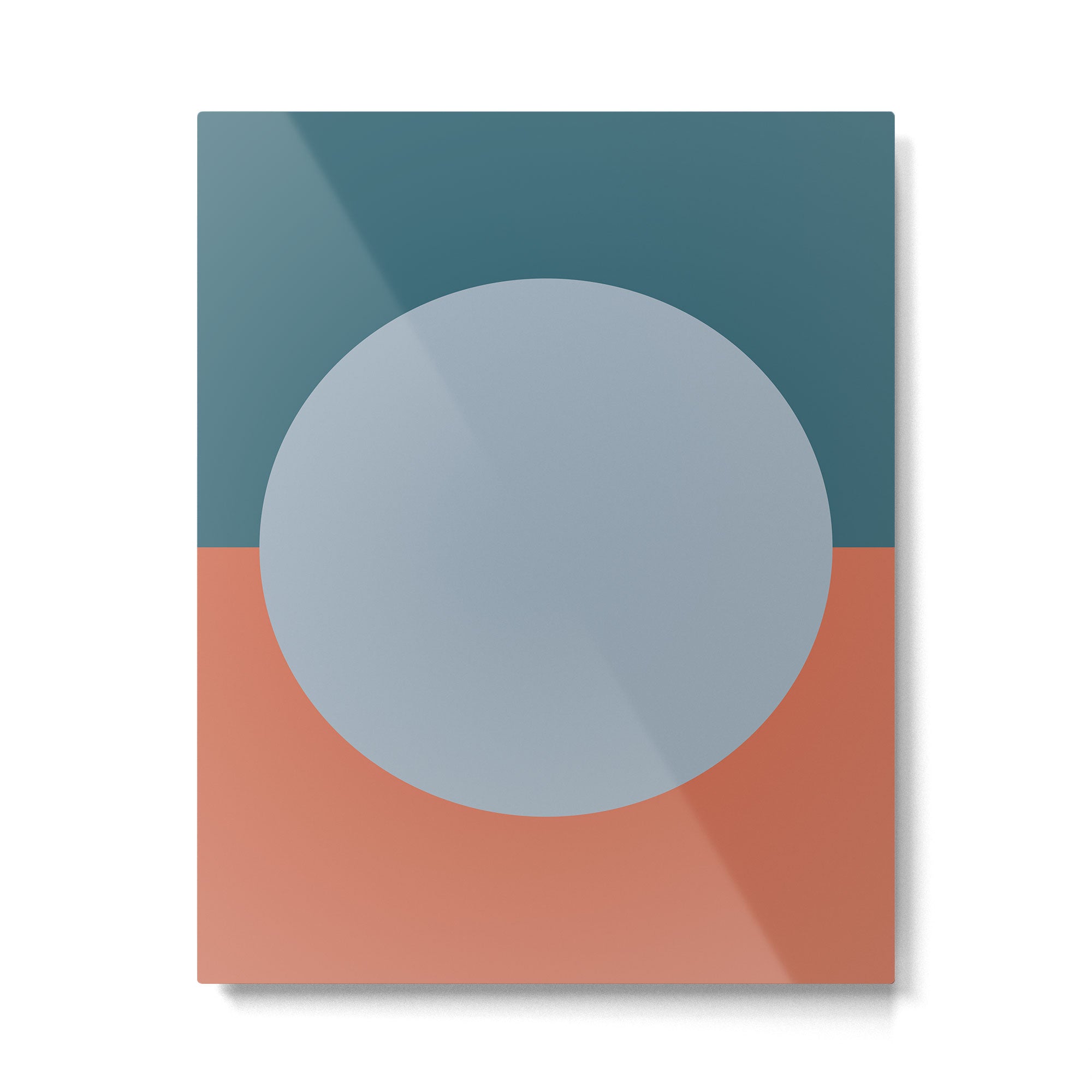 Dotted Half Half Minimalist Geometric in Blue and Clay Metal Print Gallery Image 6