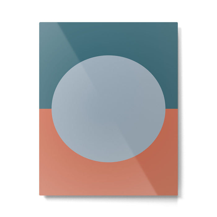 Dotted Half Half Minimalist Geometric in Blue and Clay Metal Print Gallery Image 1